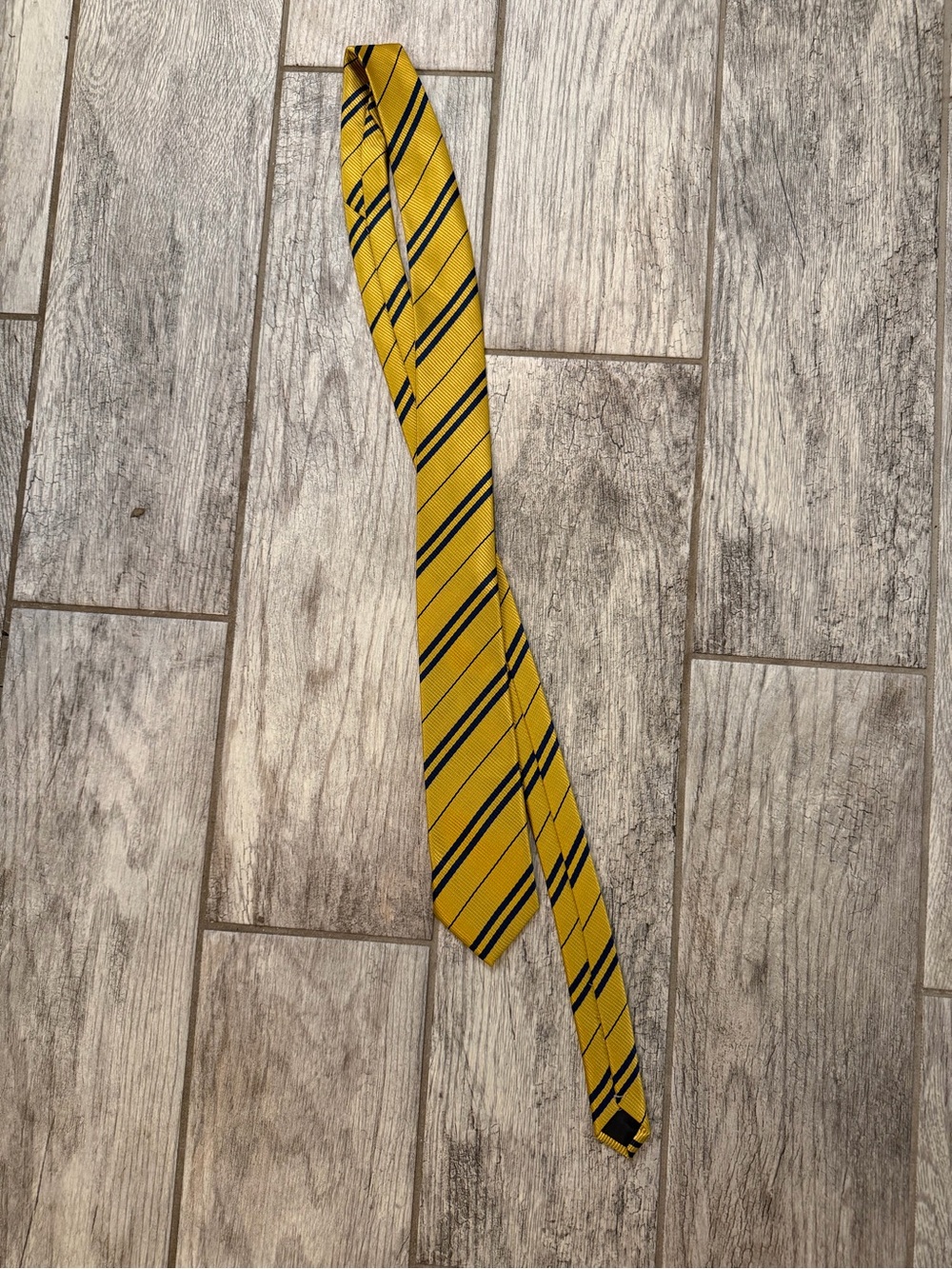 Vintage Kai Long Yellow & Navy Striped 100% Silk Tie